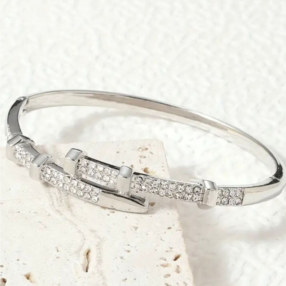 Silver Titanium Nail Bangle Bracelet  Stackable Bangle